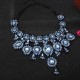 Vintage Crystal Flower Water Drop Chunky Statement Multilayer Necklace