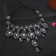 Vintage Crystal Flower Water Drop Chunky Statement Multilayer Necklace