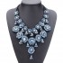 Vintage Crystal Flower Water Drop Chunky Statement Multilayer Necklace