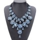 Vintage Crystal Flower Water Drop Chunky Statement Multilayer Necklace