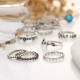 Vintage Crystal Knuckle Ring Set Geometric Silver Finger Rings Ethnis Jewelry for Women