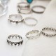 Vintage Crystal Knuckle Ring Set Geometric Silver Finger Rings Ethnis Jewelry for Women