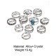 Vintage Crystal Knuckle Ring Set Geometric Silver Finger Rings Ethnis Jewelry for Women