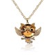 Vintage Crystal Rhinestone Owl Bird Sweater Chain Necklace For Women