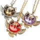 Vintage Crystal Rhinestone Owl Bird Sweater Chain Necklace For Women