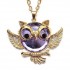 Vintage Crystal Rhinestone Owl Bird Sweater Chain Necklace For Women