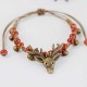 Vintage Deer Charm Bracelet Ethnic Small Bell Wax Rope Beaded Bracelet Handmade Unisex Jeweley