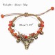 Vintage Deer Charm Bracelet Ethnic Small Bell Wax Rope Beaded Bracelet Handmade Unisex Jeweley