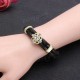 Vintage Double Layers Crystal Flower Magnetic Clasp Charm Bracelet