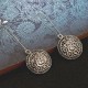 Vintage Ear Drop Earring Antique Silver Round Geometric Charm Earrings Ethnic Jewelry for Women