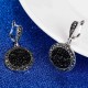 Vintage Ear Drop Earring Black Crystal Round Geometric Dangle Ethnic Jewelry for Women