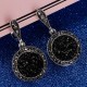 Vintage Ear Drop Earring Black Crystal Round Geometric Dangle Ethnic Jewelry for Women