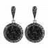 Vintage Ear Drop Earring Black Crystal Round Geometric Dangle Ethnic Jewelry for Women