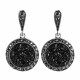 Vintage Ear Drop Earring Black Crystal Round Geometric Dangle Ethnic Jewelry for Women