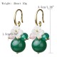 Vintage Ear Drop Earrings Green Agate Balls Flower Plant Pendant Earring For Women