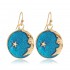 Vintage Ear Drop Earrings Round Blue Sky Moon Star Pattern Earring Ethnic Jewelry for Women