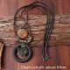 Vintage Enthic Wood Pendant Necklaces Fish Two Layers Wax Rope Necklace for Women