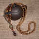 Vintage Ethnic Wood Beads Necklaces Cotton Accessories Nepal Agate Pendant for Men Women