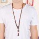 Vintage Ethnic Wood Beads Necklaces Cotton Accessories Nepal Agate Pendant for Men Women