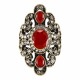 Vintage Finger Ring Gemstone Rhinestone Hollow Oval Geometric Rings Ethnic Jewelry for Women