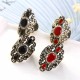 Vintage Finger Ring Gemstone Rhinestone Hollow Oval Geometric Rings Ethnic Jewelry for Women