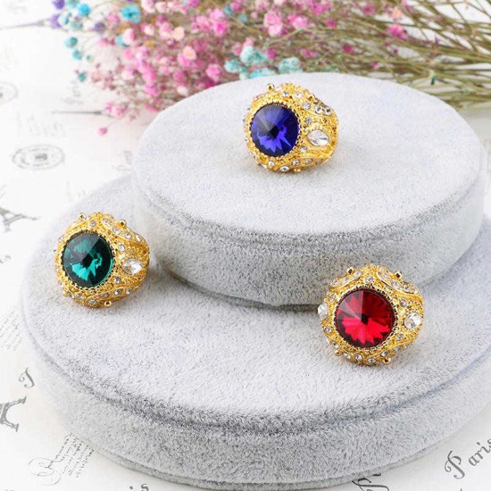 Vintage Finger Ring Round Gemstone Zircon Gold Geometric Rings Ethnic Jewelry for Men