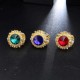 Vintage Finger Ring Round Gemstone Zircon Gold Geometric Rings Ethnic Jewelry for Men