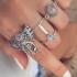 Vintage Finger Ring Set Gemstone Cute Elephant Silver Knuckle Rings Ethnis Jewelry for Women