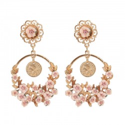 Vintage Flower Exaggerated Ear Drop Women Earrings