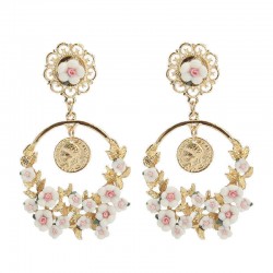 Vintage Flower Exaggerated Ear Drop Women Earrings