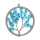 Vintage Gem Gravel Stone Tree Of Life Round Necklace Pendant