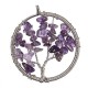 Vintage Gem Gravel Stone Tree Of Life Round Necklace Pendant