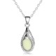 Vintage Hollow Luminous Bead Pendant Silver Plated Chain Necklace