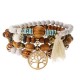 Vintage Hollow Tree of Life Elastic Beaded Bracelets Multilayer Tassels Charm Bracelets for Women