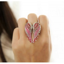 Vintage Inlaid Angelic Angel Wings Ring Elasticity Finger Rings for Women