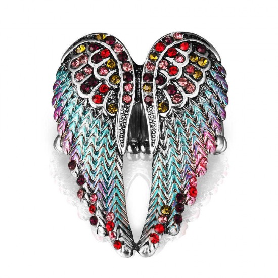 Vintage Inlaid Angelic Angel Wings Ring Elasticity Finger Rings for Women