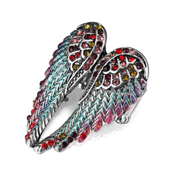 Vintage Inlaid Angelic Angel Wings Ring Elasticity Finger Rings for Women