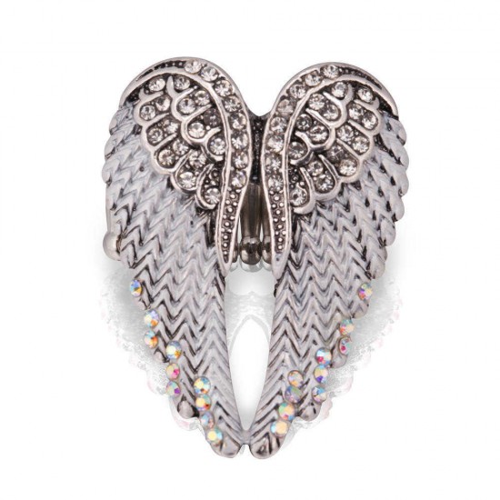 Vintage Inlaid Angelic Angel Wings Ring Elasticity Finger Rings for Women