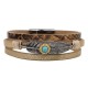 Vintage Leather Bangle Bracelet Turquoise Feather Wave Multilayer Bracelet Ethnic jewelry for Men