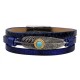 Vintage Leather Bangle Bracelet Turquoise Feather Wave Multilayer Bracelet Ethnic jewelry for Men