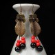 Vintage Leaves Flowers Ear Drop Earrings Fashion Copper Ceramics Bead Earring Jewelry for Women