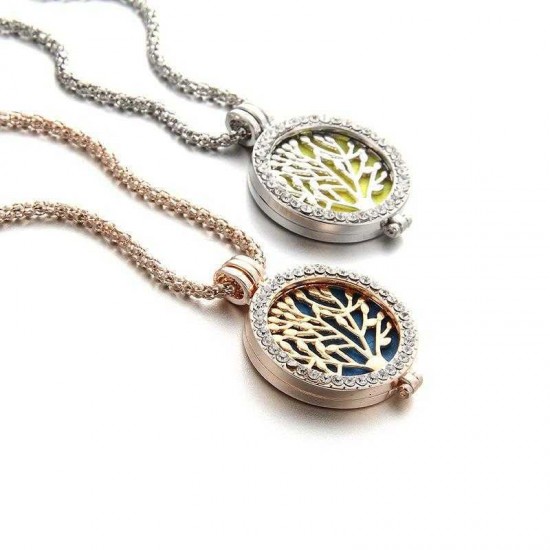 Vintage Life Tree Fragrance Necklace Zinc Alloy Aromatherapy Box Necklace For Women