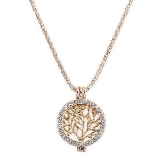 Vintage Life Tree Fragrance Necklace Zinc Alloy Aromatherapy Box Necklace For Women