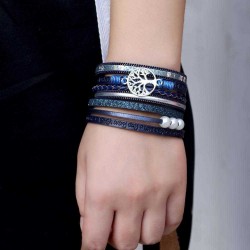 Vintage Life Tree Multilayer Leather Bracelet Alloy Woven Lady Bracelet