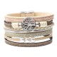 Vintage Life Tree Multilayer Leather Bracelet Alloy Woven Lady Bracelet