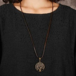 Vintage Life Tree Necklace Alloy Leaves Necklace Hallow Design Women Necklace