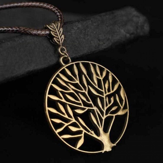 Vintage Life Tree Necklace Alloy Leaves Necklace Hallow Design Women Necklace