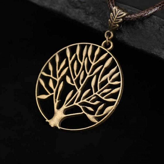 Vintage Life Tree Necklace Alloy Leaves Necklace Hallow Design Women Necklace