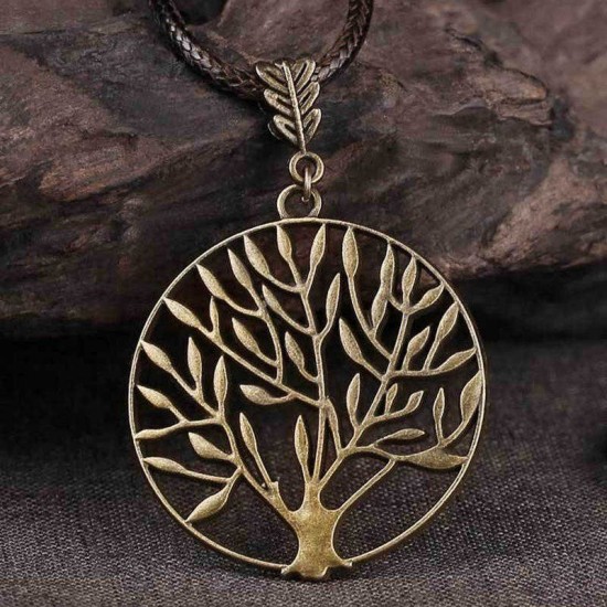 Vintage Life Tree Necklace Alloy Leaves Necklace Hallow Design Women Necklace