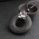 Vintage Lotus Ebony Wood Necklace Hallow Round Shape Necklace Long-Style Sweater Necklace For Women